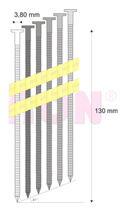 Hřebíky RB pásek plast 21° 3,8/130 konvex RON, 1000 ks