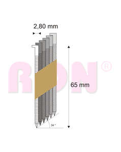 Hřebíky CHN, D hlava pásek papír 34° 2,9/65 konvex RON, 2000 ks