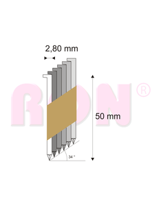 Hřebíky CHN, D hlava pásek papír 34° 2,8/50 hladké RON, 4000 ks