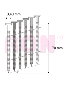 Hřebíky FAC svitek drát 16° 3,4/70 konvex RON - EPAL, 4200 ks