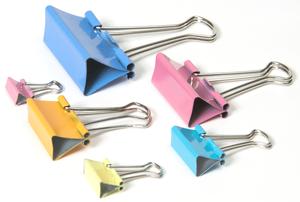 421/41 Binder Clips, mixed colours, 12 pcs